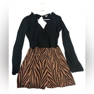 Black and Brown animal Print women Venus romper size M
